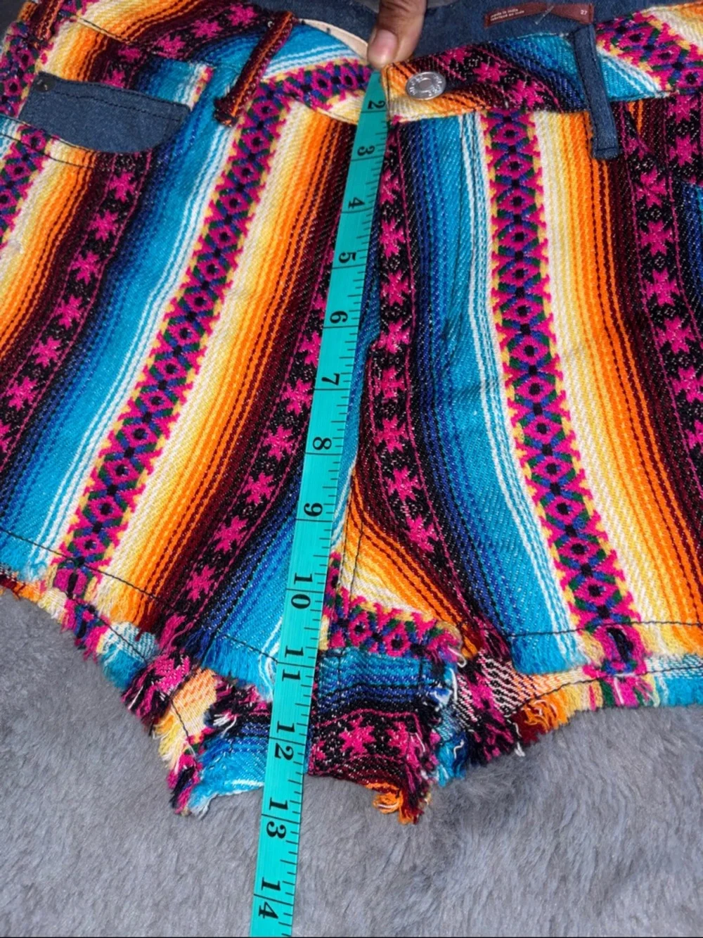 Anthropologie Multicolor Striped Festival Jean Shorts - Picture 7 of 11
